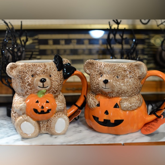 ✨NEW🎃Halloween Teddy Bear Pumpkin Mug SET🧸 - Picture 1 of 13